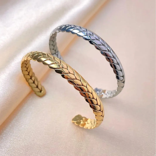 Retro Solid Color Titanium Steel Plating Bangle