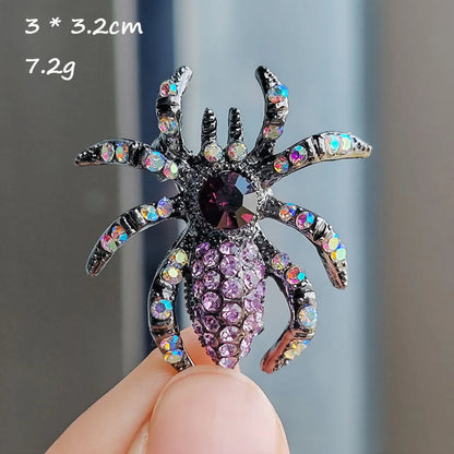 Retro Spider Alloy Plating Inlay Opal Unisex Brooches