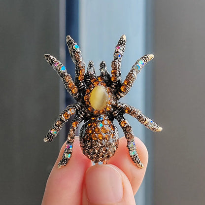 Retro Spider Alloy Plating Inlay Opal Unisex Brooches