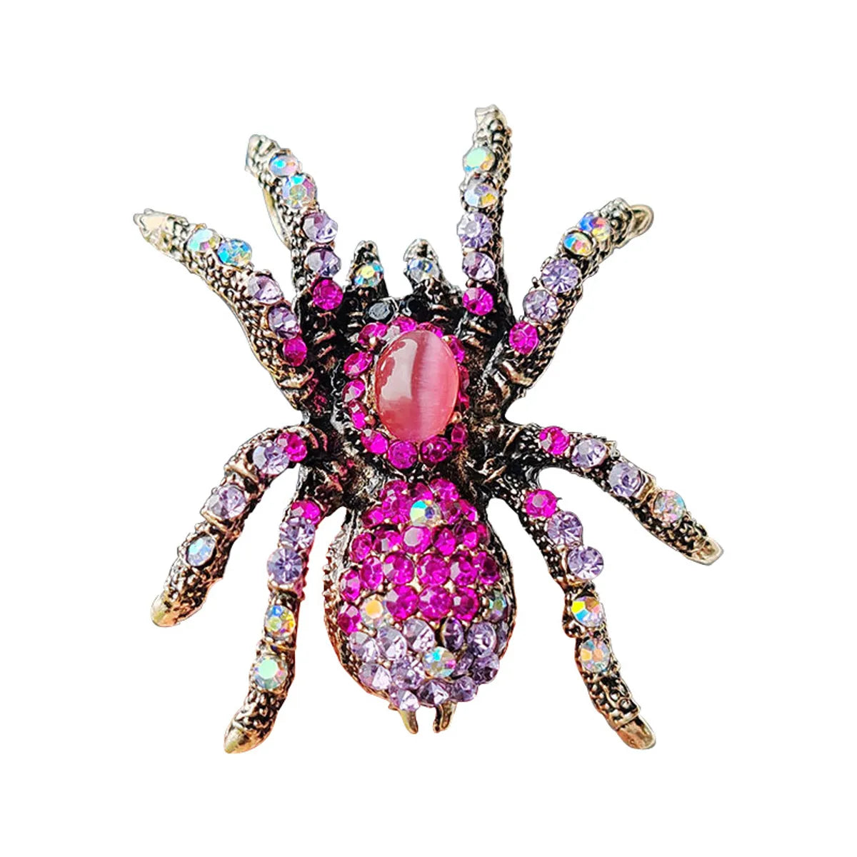 Retro Spider Alloy Plating Inlay Opal Unisex Brooches