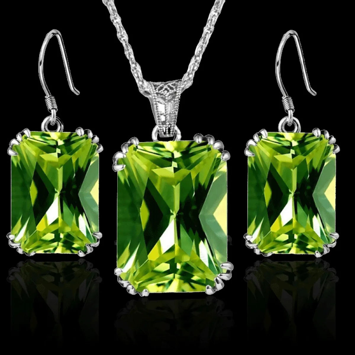 Retro Square Alloy Inlay Artificial Crystal Women's Earrings Necklace 1 Set