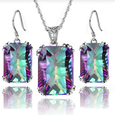 Retro Square Alloy Inlay Artificial Crystal Women's Earrings Necklace 1 Set