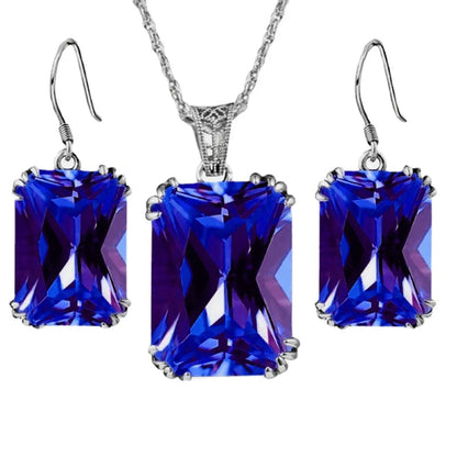 Retro Square Alloy Inlay Artificial Crystal Women's Earrings Necklace 1 Set