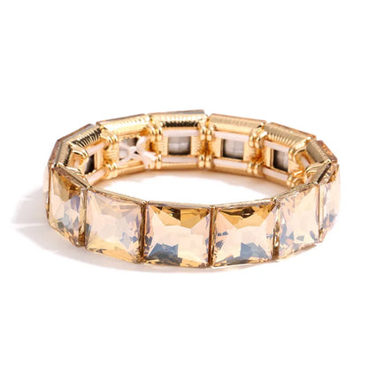 Retro Square Alloy Plating Inlay Rhinestones Gold Plated Unisex Bangle