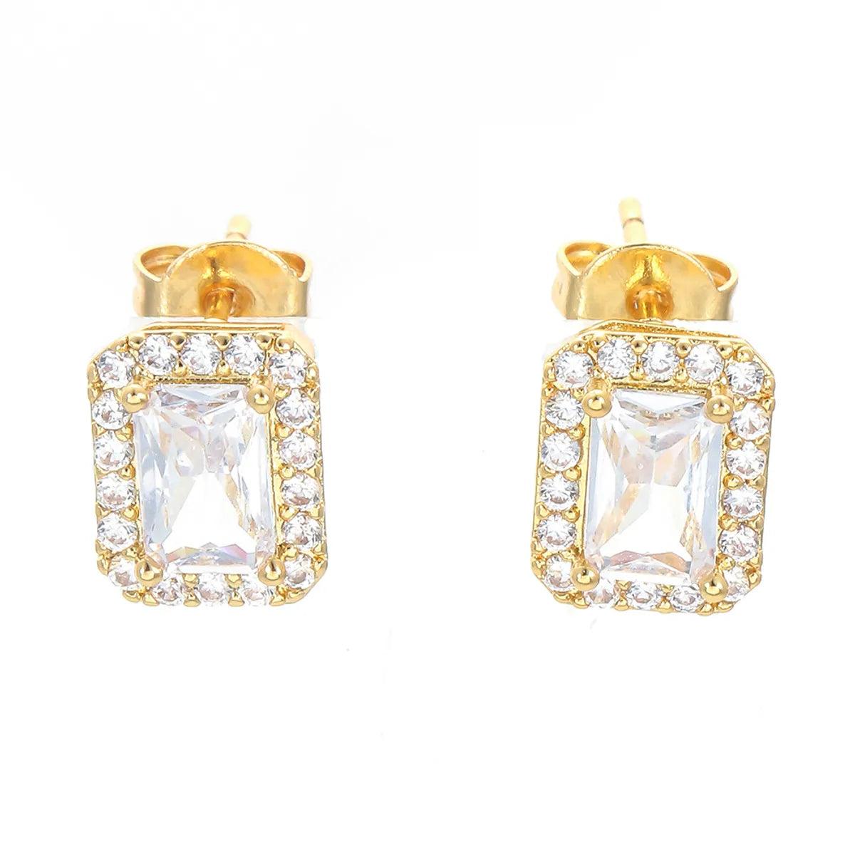 Retro Square Copper Plating Inlay Zircon Women's Earrings Necklace 1 Set