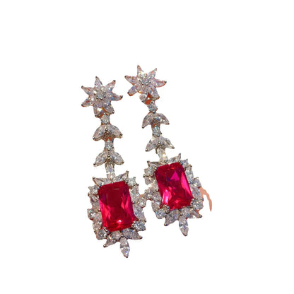 Retro Square Flower Alloy Rhinestone Women'S Drop Earrings 1 Pair