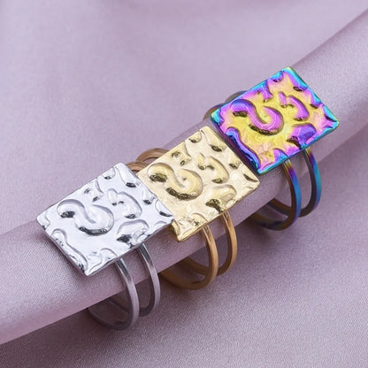 Retro Square Stainless Steel Plating 18k Gold Plated Rings