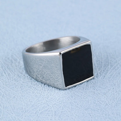 Retro Square 304 Stainless Steel Polishing Men'S Rings