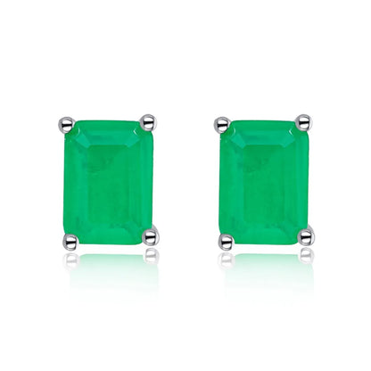 Retro Square Sterling Silver Plating Inlay Zircon Ear Studs 1 Pair