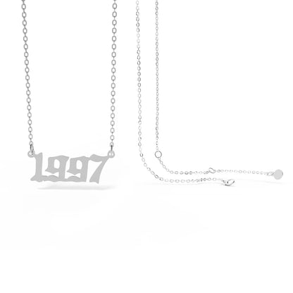 Retro Stainless Steel 28 Years Number Necklace