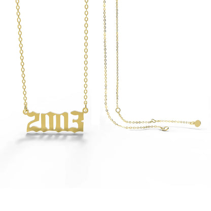 Retro Stainless Steel 28 Years Number Necklace