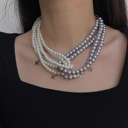 Retro Star Artificial Pearl Layered Pearl Women'S Layered Necklaces