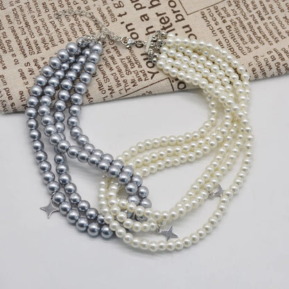 Retro Star Artificial Pearl Layered Pearl Women'S Layered Necklaces