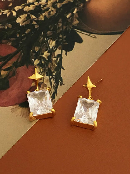 Retro Star Copper Earrings Plating Zircon Copper Earrings