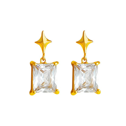 Retro Star Copper Earrings Plating Zircon Copper Earrings