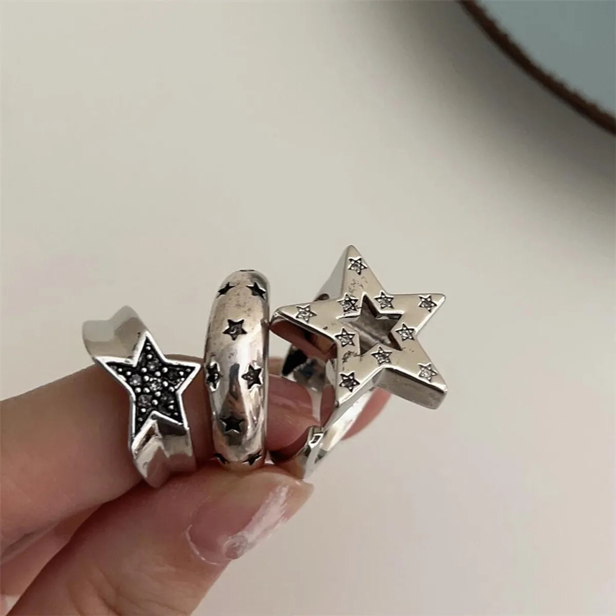 Retro Star Copper Plating Open Ring