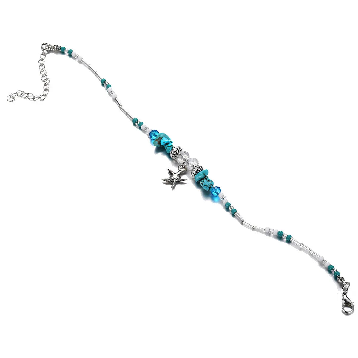 Retro Star Glass Glass Beaded Women's Anklet