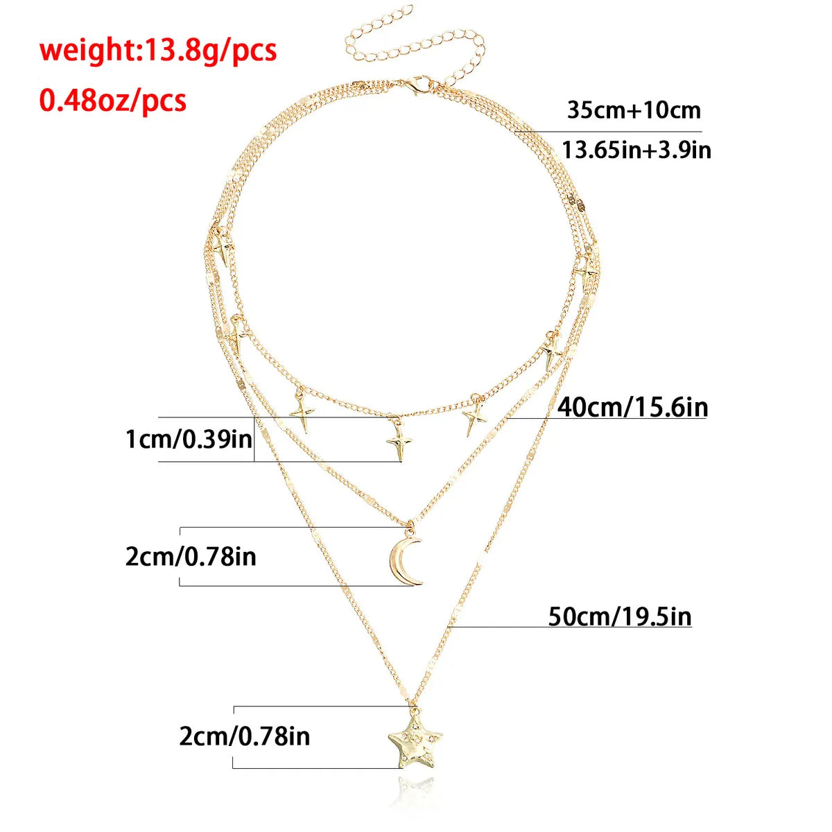 Retro Star Moon Alloy Inlay Rhinestones Women's Layered Necklaces