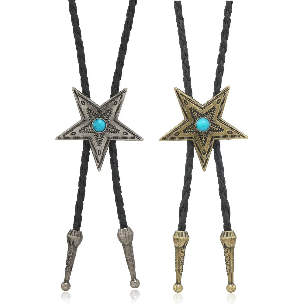 Retro Star Pu Leather Alloy Unisex Bolo Tie Necklaces