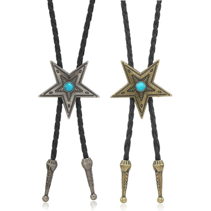 Retro Star Pu Leather Alloy Unisex Bolo Tie Necklaces