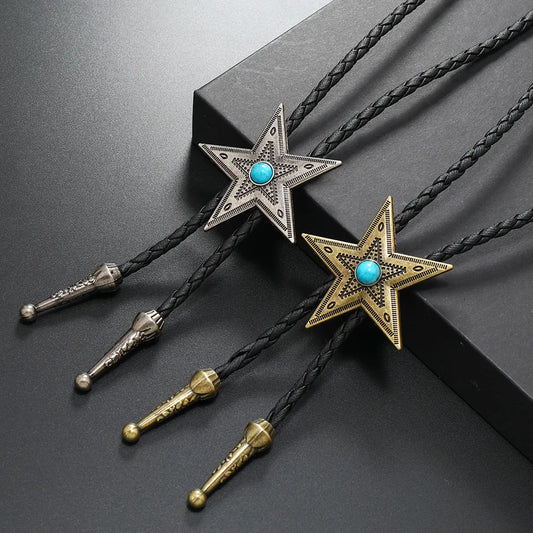 Retro Star Pu Leather Alloy Unisex Bolo Tie Necklaces