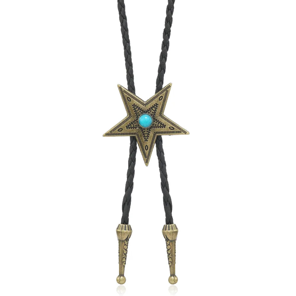 Retro Star Pu Leather Alloy Unisex Bolo Tie Necklaces