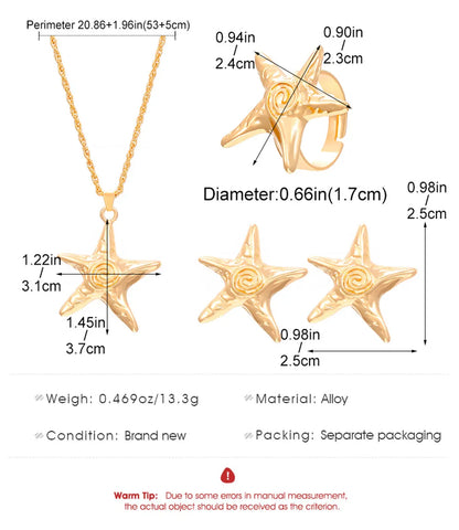 Retro Starfish Alloy Plating Women'S Jewelry Set