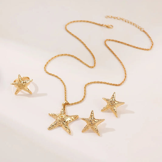 Retro Starfish Alloy Plating Women'S Jewelry Set