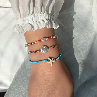 Retro Starfish Imitation Pearl Women's Bracelets