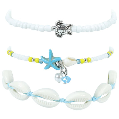 Retro Starfish Shell Alloy Beaded Women'S Bracelets