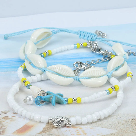 Retro Starfish Shell Alloy Beaded Women'S Bracelets