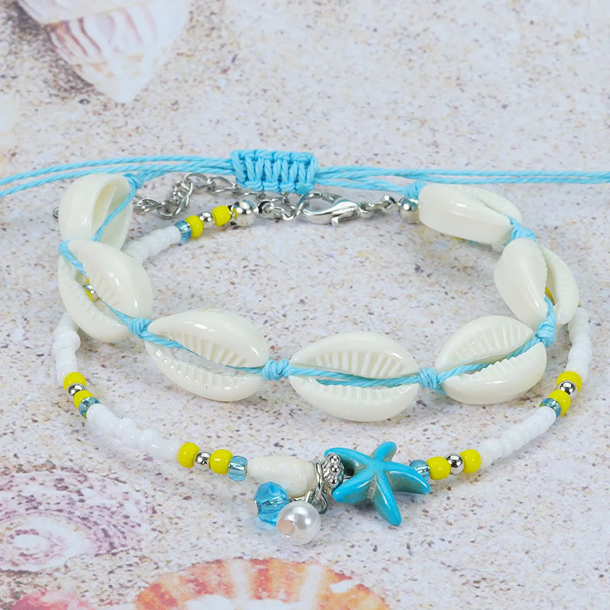 Retro Starfish Shell Alloy Beaded Women'S Bracelets