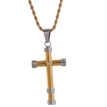 Retro Streetwear Cross Titanium Steel Plating Men'S Pendant Necklace