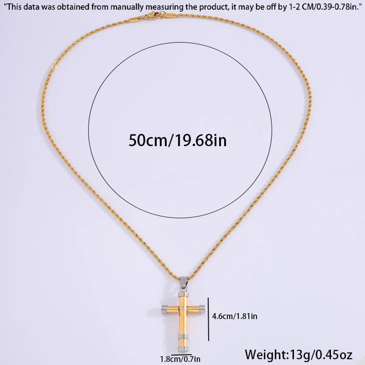 Retro Streetwear Cross Titanium Steel Plating Men'S Pendant Necklace