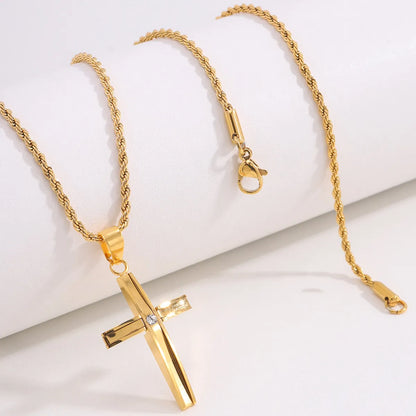 Retro Streetwear Cross Titanium Steel Plating Men'S Pendant Necklace