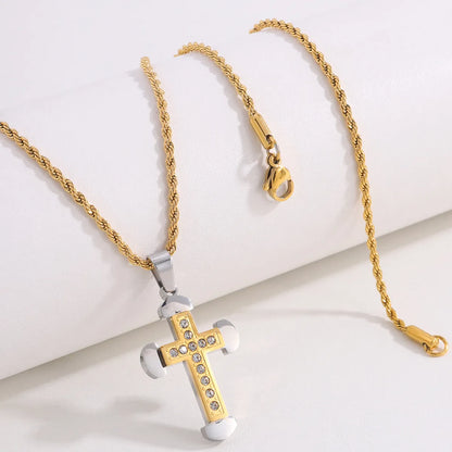 Retro Streetwear Cross Titanium Steel Plating Men'S Pendant Necklace