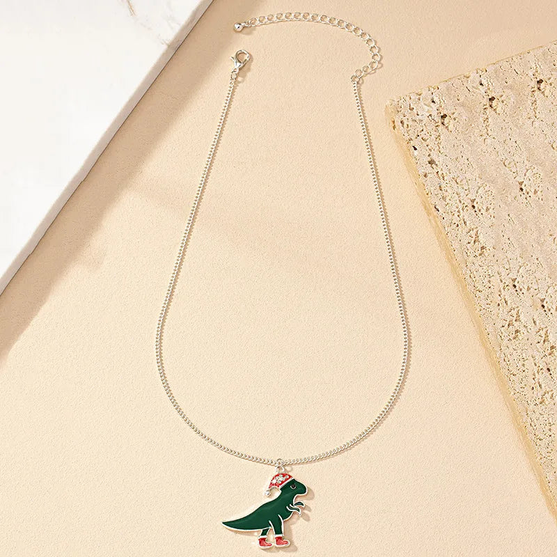 Retro Streetwear Dinosaur Alloy Plating Inlay Rhinestones Women'S Pendant Necklace