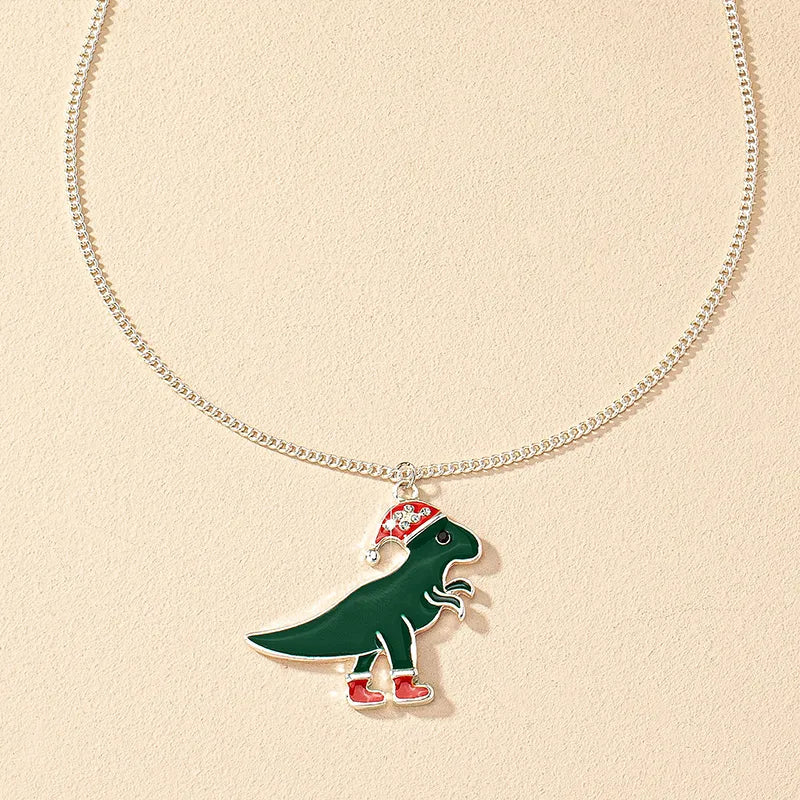 Retro Streetwear Dinosaur Alloy Plating Inlay Rhinestones Women'S Pendant Necklace