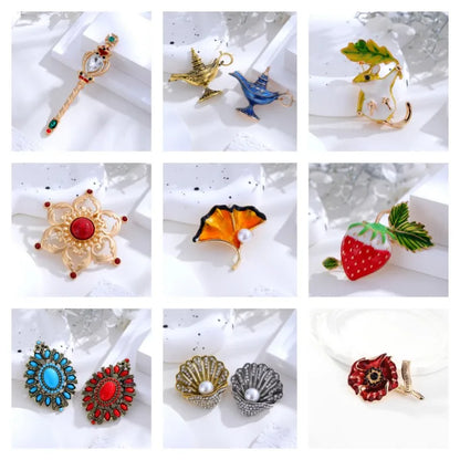 Retro Streetwear Fruit Flower Alloy Inlay Rhinestones Unisex Brooches