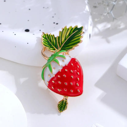 Retro Streetwear Fruit Flower Alloy Inlay Rhinestones Unisex Brooches