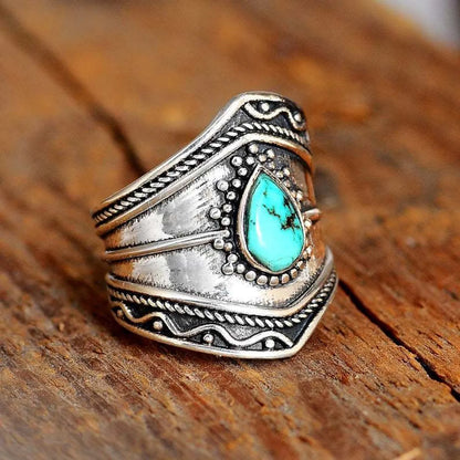 Retro Streetwear Geometric Alloy Plating Inlay Turquoise Unisex Rings