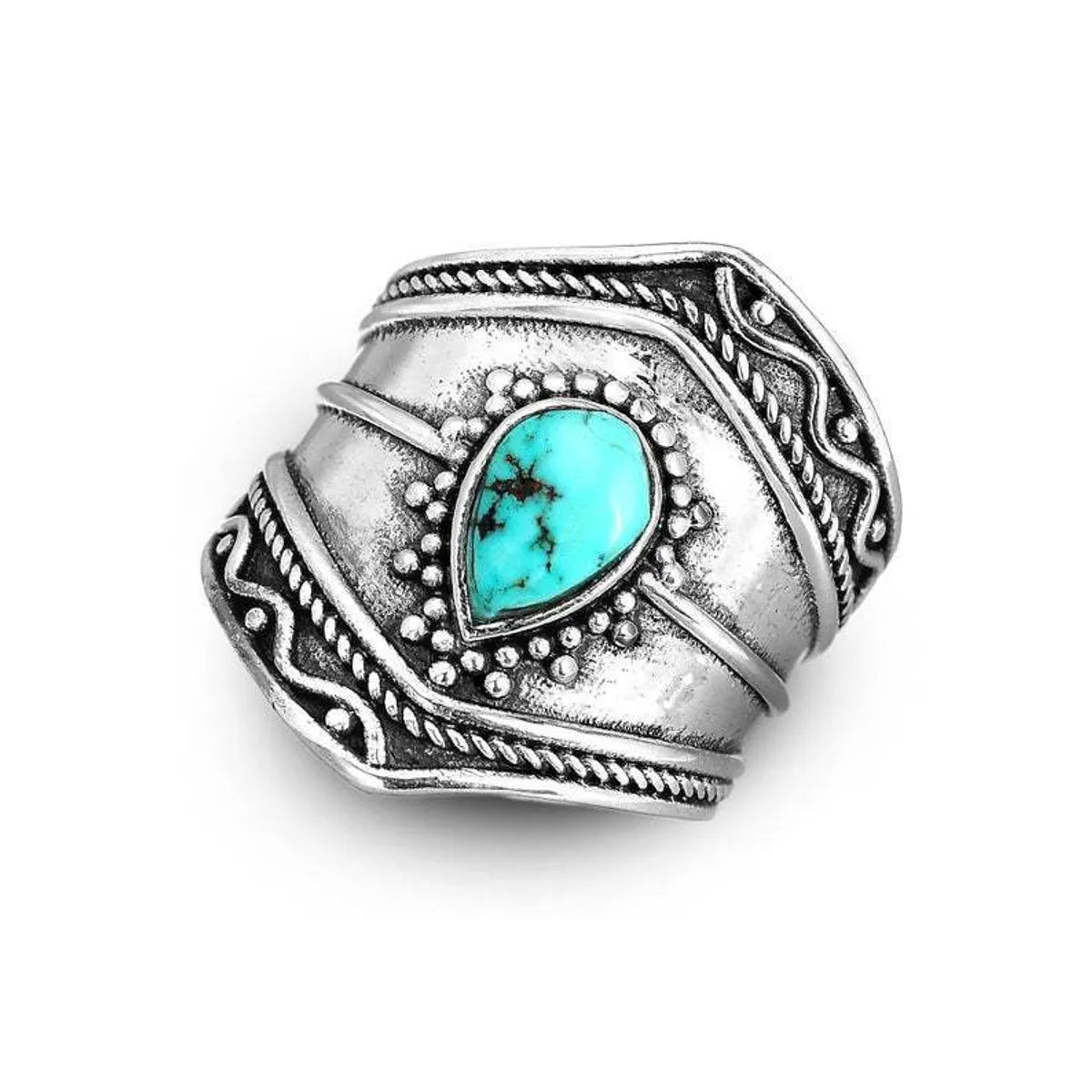 Retro Streetwear Geometric Alloy Plating Inlay Turquoise Unisex Rings