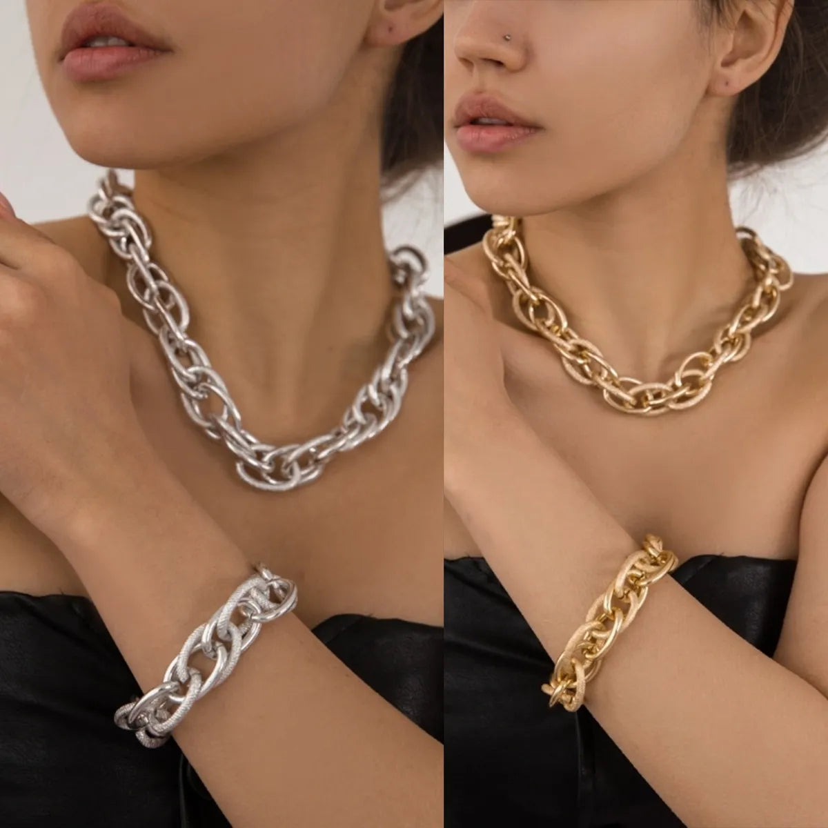 Retro Streetwear Geometric Alloy Plating Women'S Bracelets Necklace