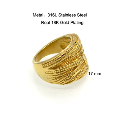 Retro Streetwear Geometric Titanium Steel Plating 18k Gold Plated Rings