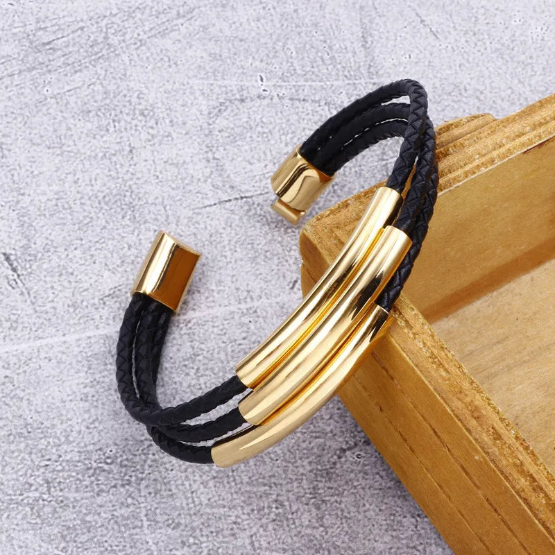 Retro Streetwear Geometric Titanium Steel Plating Men'S Bangle