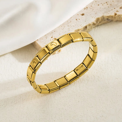 Retro Streetwear Solid Color Stainless Steel Plating 18k Gold Plated Bangle