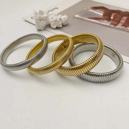 Retro Stripe Solid Color Alloy Plating Women's Bangle