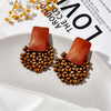 Retro Style Geometric Round Plate Hollow Beaded Earrings