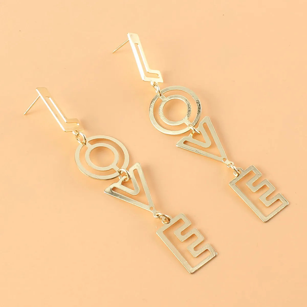 Lady Fashion Ethnic Style Letter Patchwork Plating Alloy No Inlaid Earrings