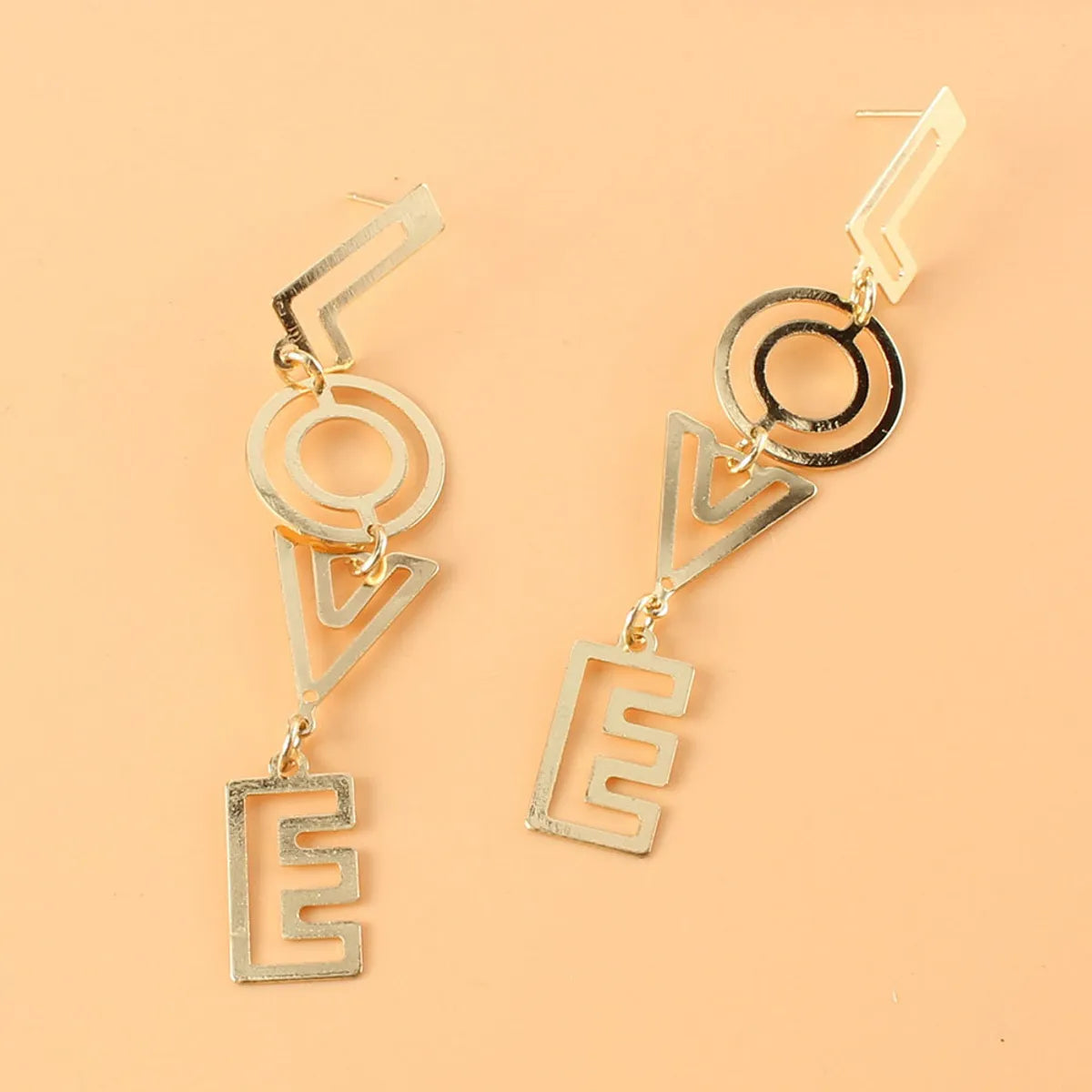 Lady Fashion Ethnic Style Letter Patchwork Plating Alloy No Inlaid Earrings